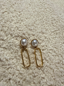 Pearl Set Rectangle Earrings