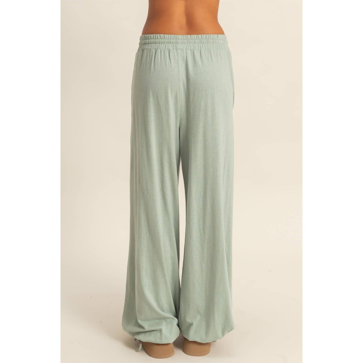 High Waist Drawstring Wide Leg Pants