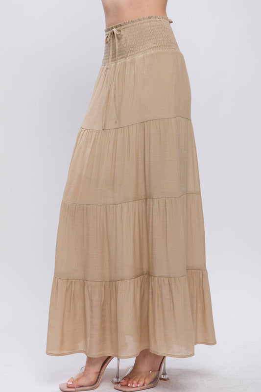 Smocked Tiered Maxi Skirt