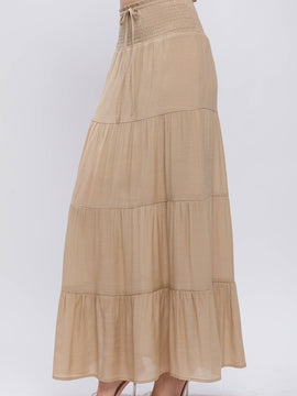 Smocked Tiered Maxi Skirt