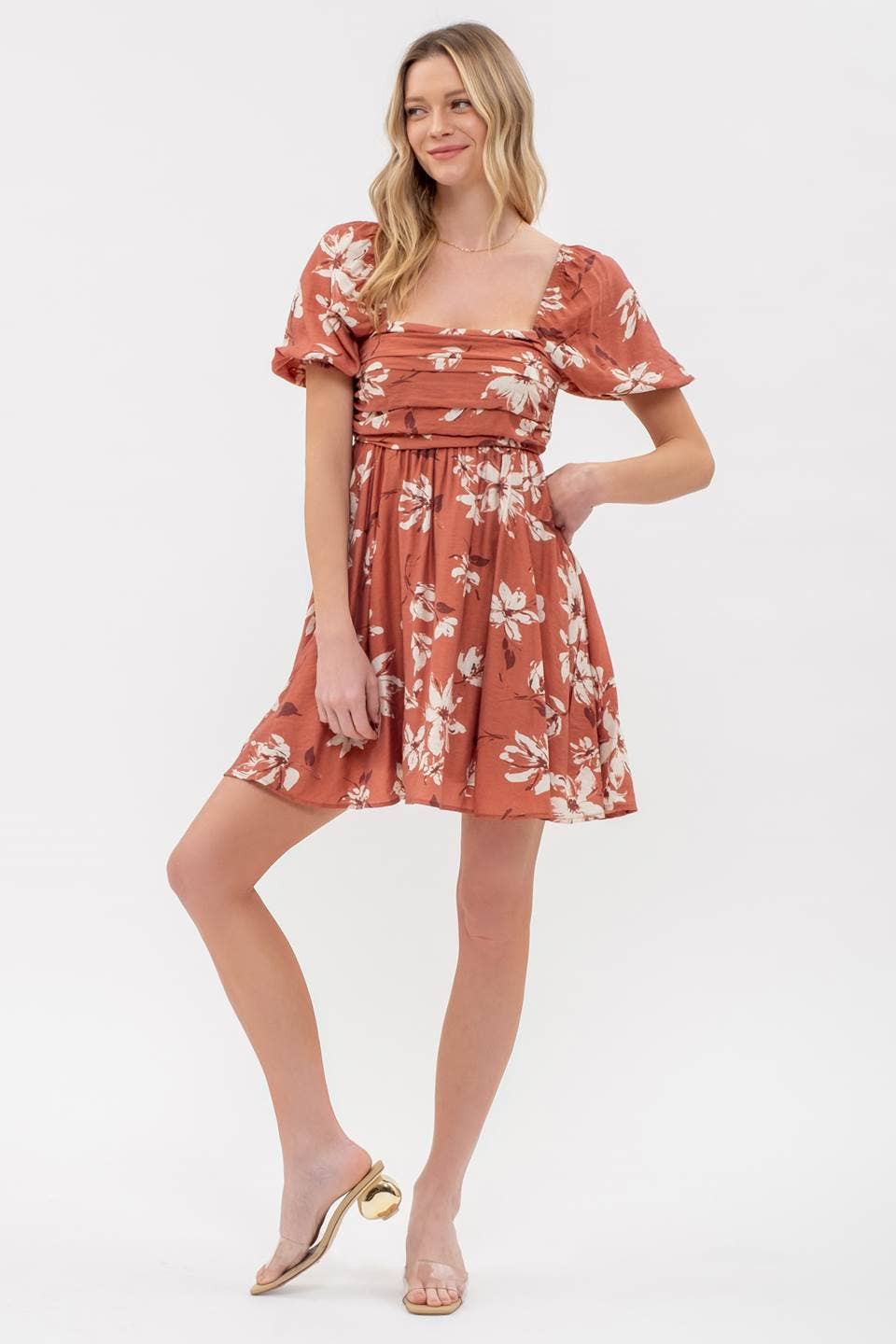 Floral Puff Sleeve Mini Dress