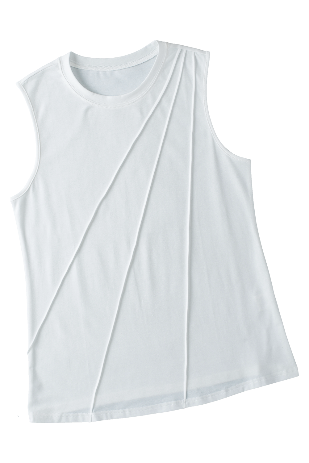 Pleated Crew Neck Tank Top