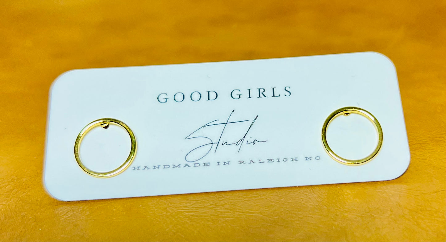 Gold Circle Stud Earrings