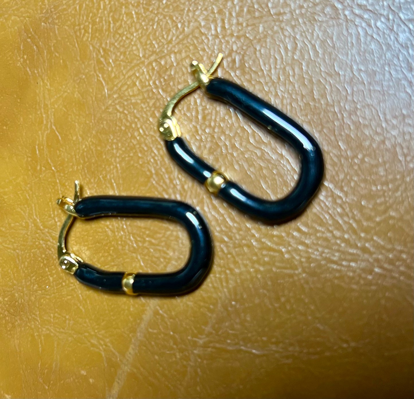 Black and Gold Rectangle Hoops