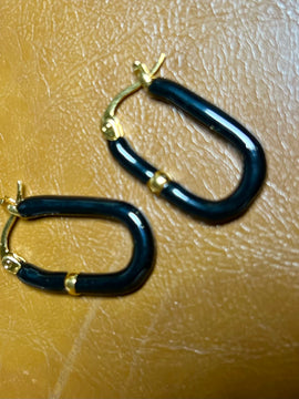 Black and Gold Rectangle Hoops