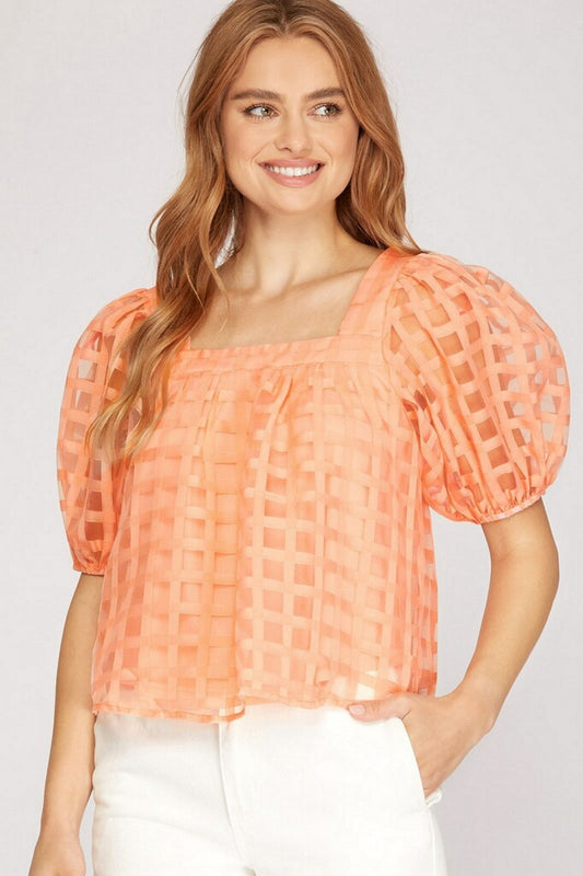 Apricot Puff Sleeve Top