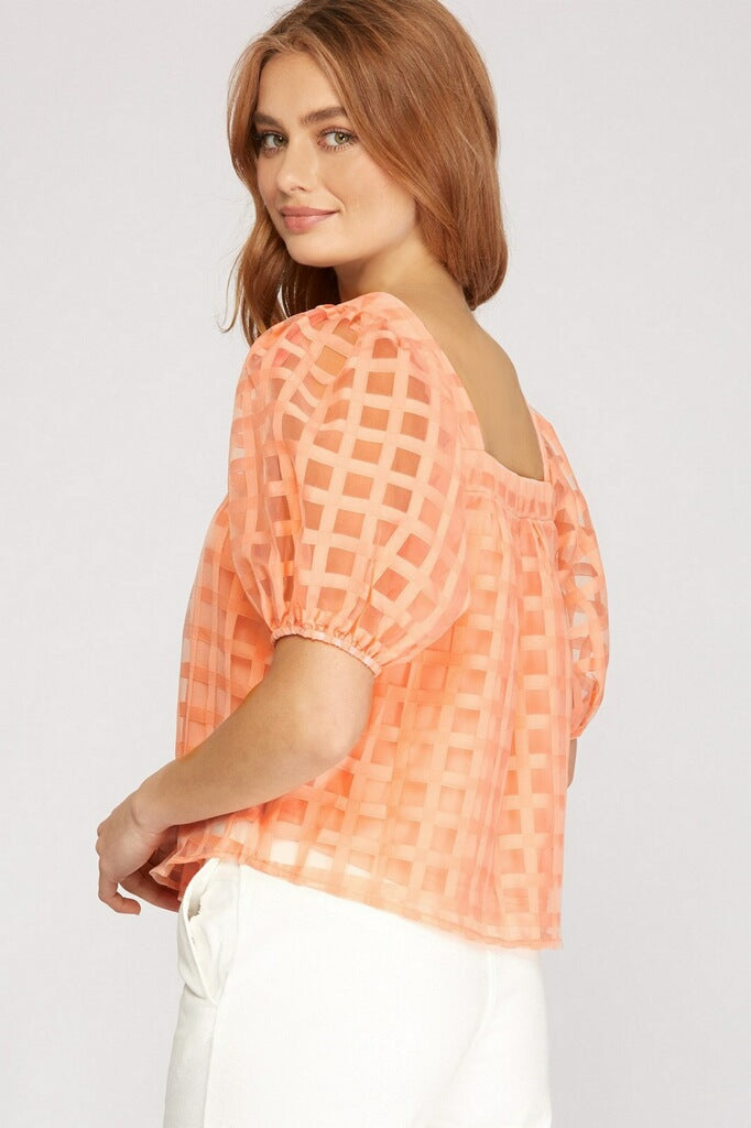 Apricot Puff Sleeve Top