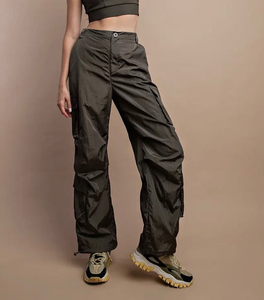 Olive Green Parachute Pants