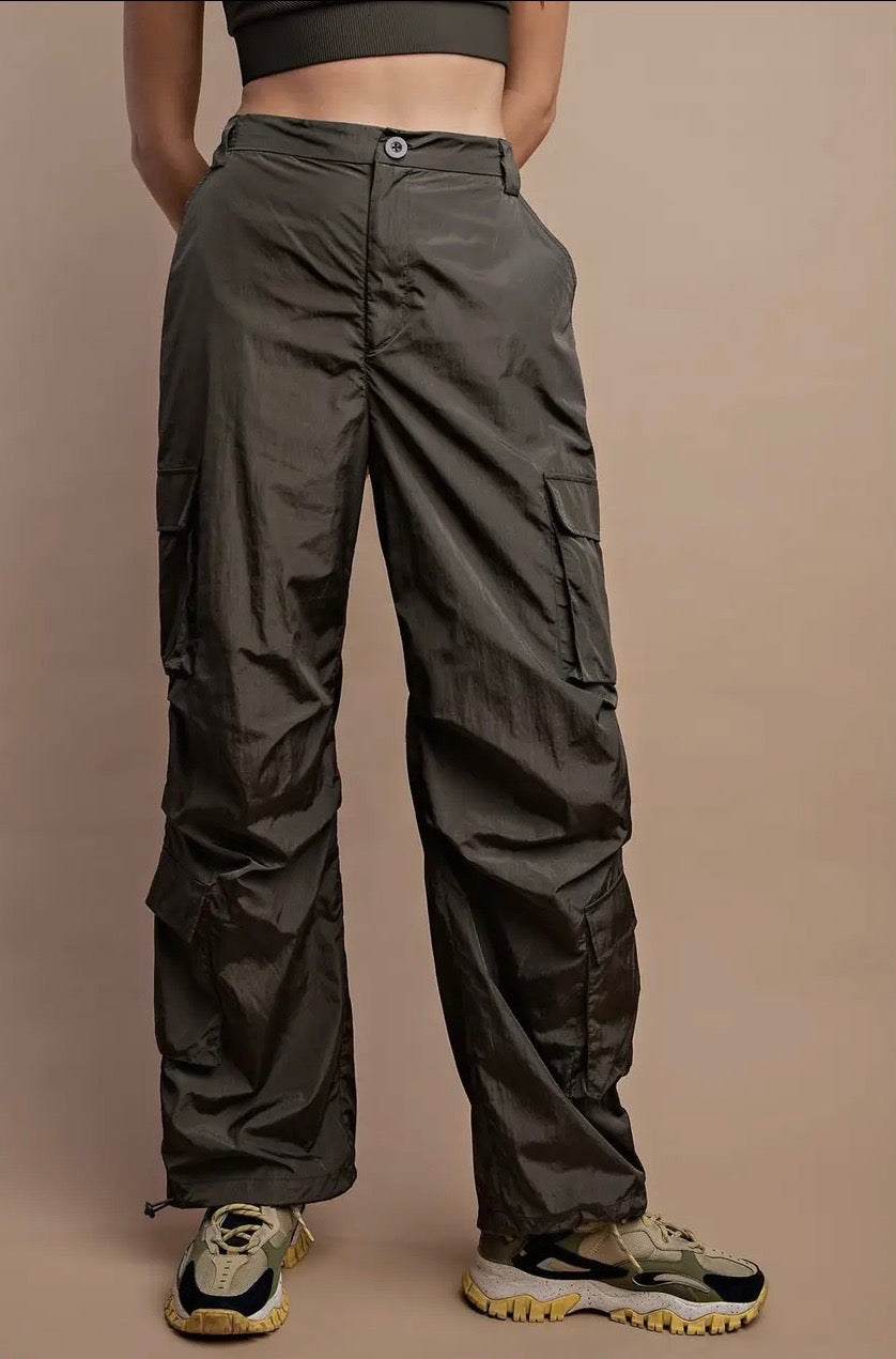 Olive Green Parachute Pants