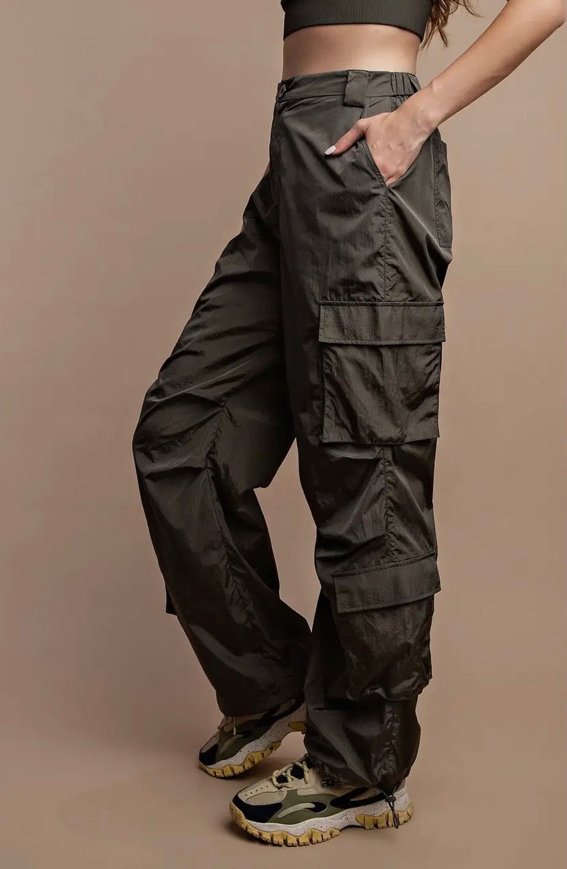 Olive Green Parachute Pants