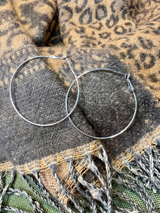 Silver Large Hoops