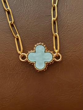 Tiffany Blue Mother of Pearl Clover Bracelet