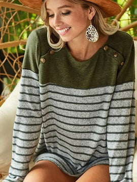 Lightweight Olive and Stripe Sweater