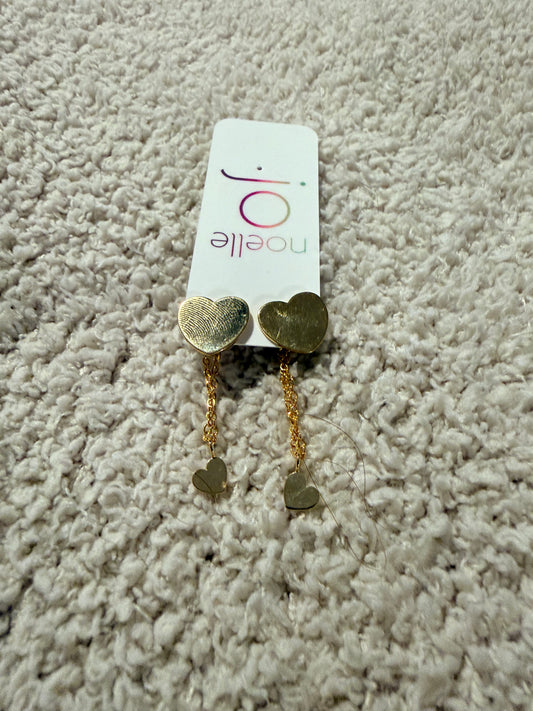 Heart Stud Earrings with Chain Drop Jackets