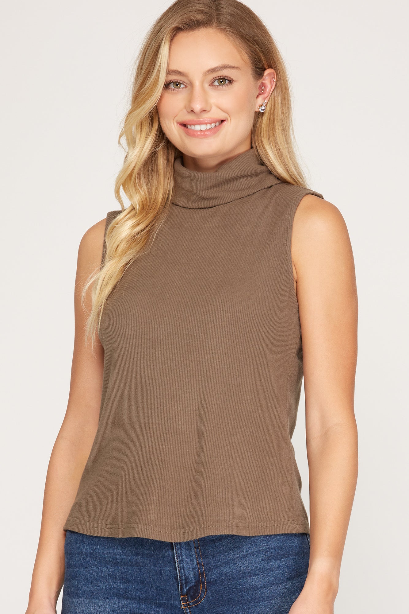 Sleeveless Mock Neck Top