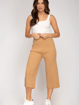 rib knit sweater culotte pants