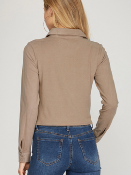 long cuff sleeve button down top