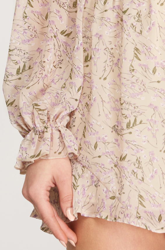 taupe long sleeve smocked romper