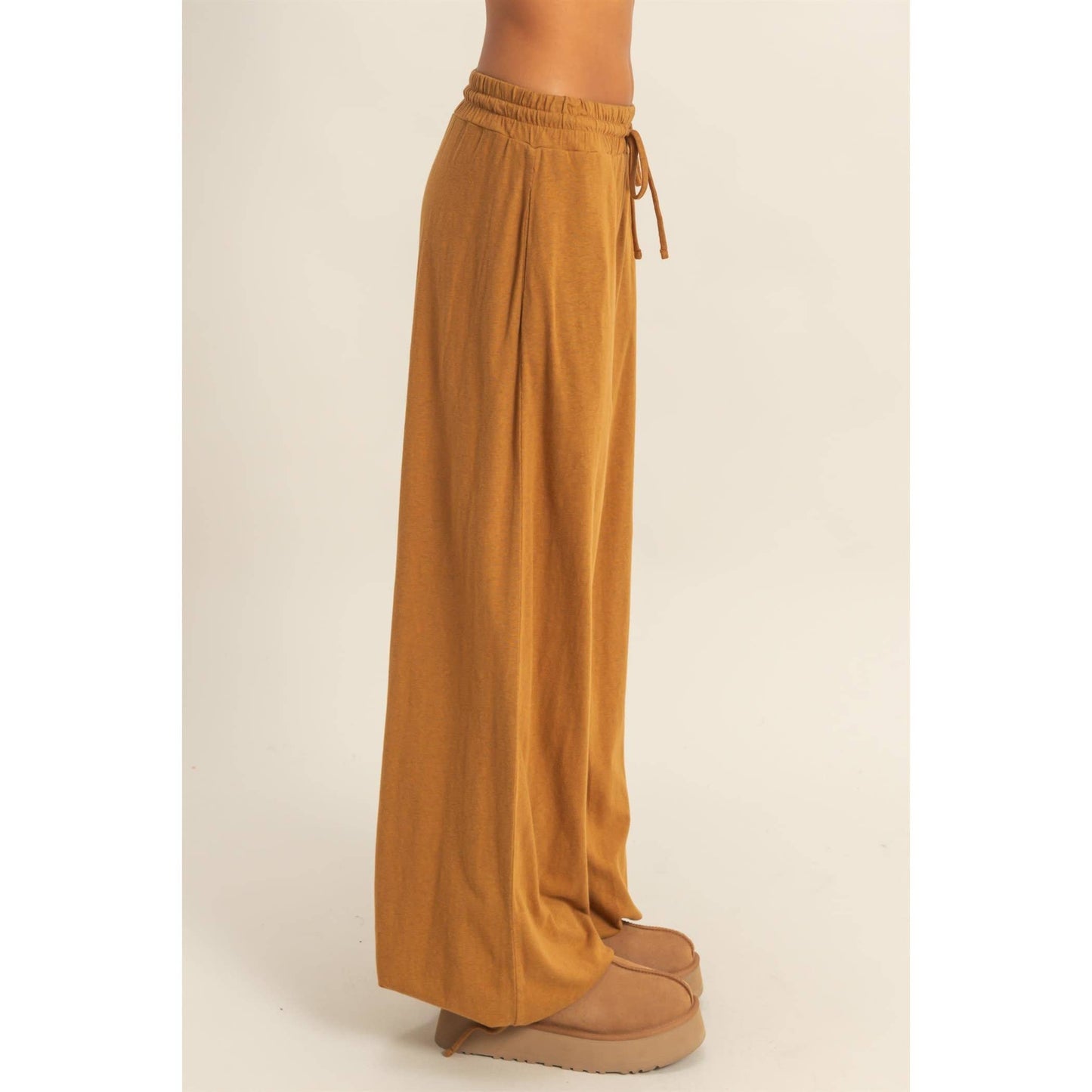 High Waist Drawstring Wide Leg Pants