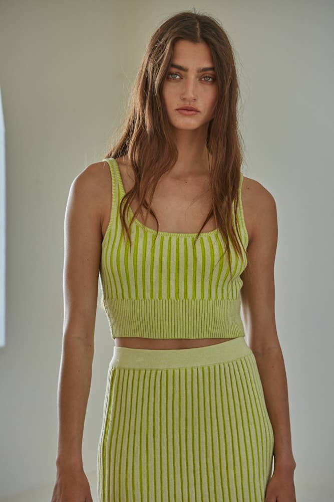 Lime Sleeveless Sweater Crop Tank