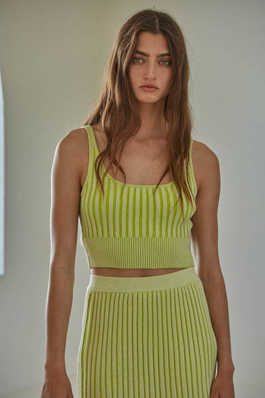 Lime Sleeveless Sweater Crop Tank