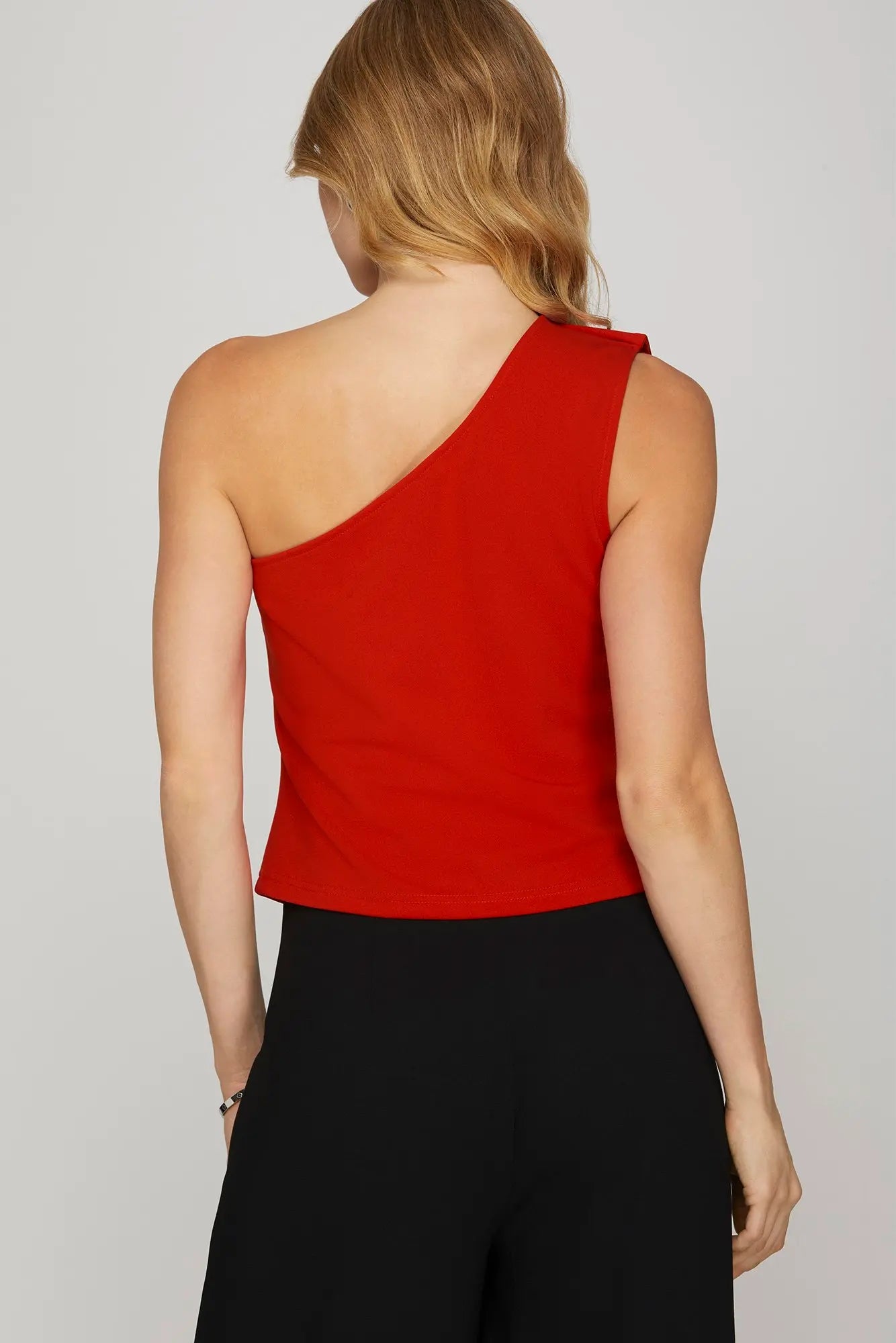 Cream Sleeveless Asymmetrical Neck Ruffle Top