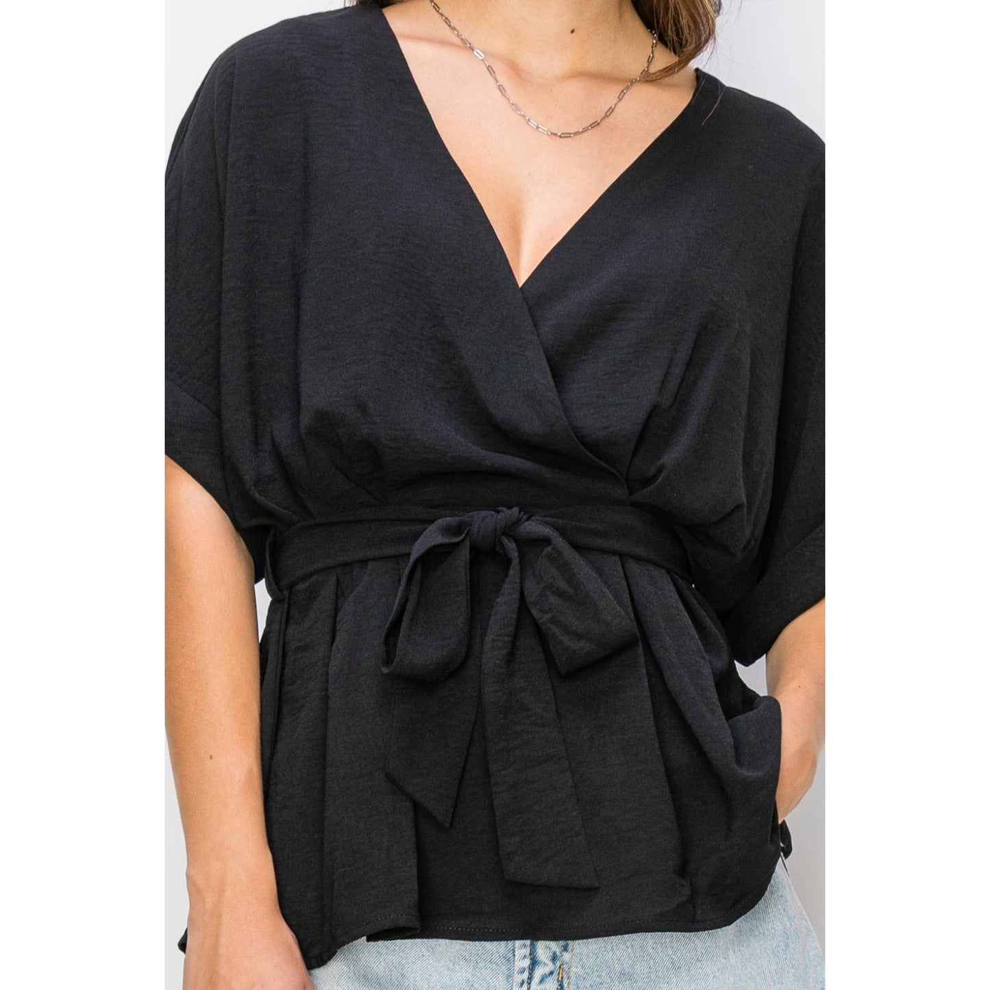 Tie Front Black Top