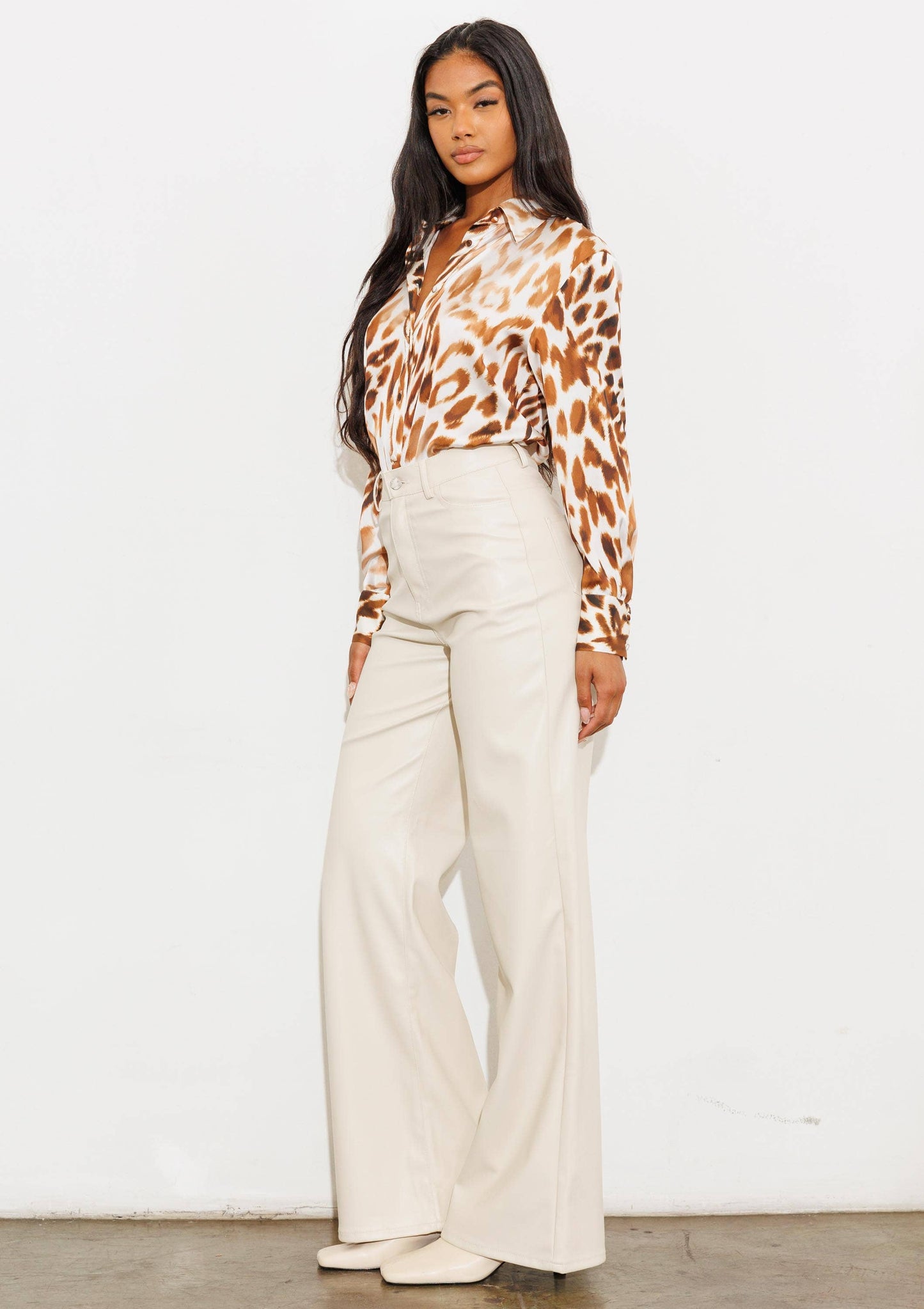 Vegan Black Leather Wide Leg Pants