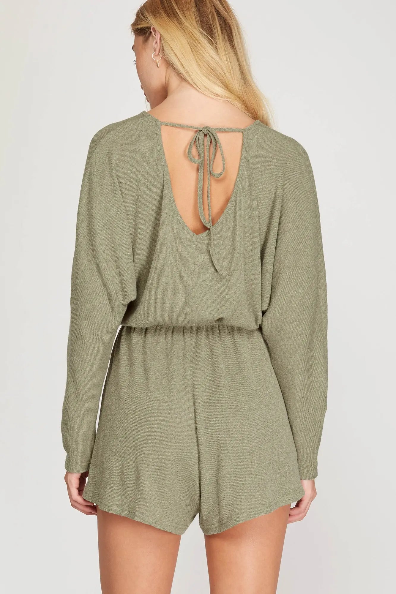 Long Sleeve Romper with Back Tie