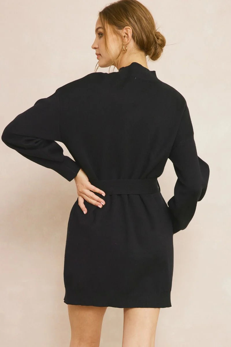 Black Belted Sweater Sweater Dress M Black Belted Sweater Sweater Dress M