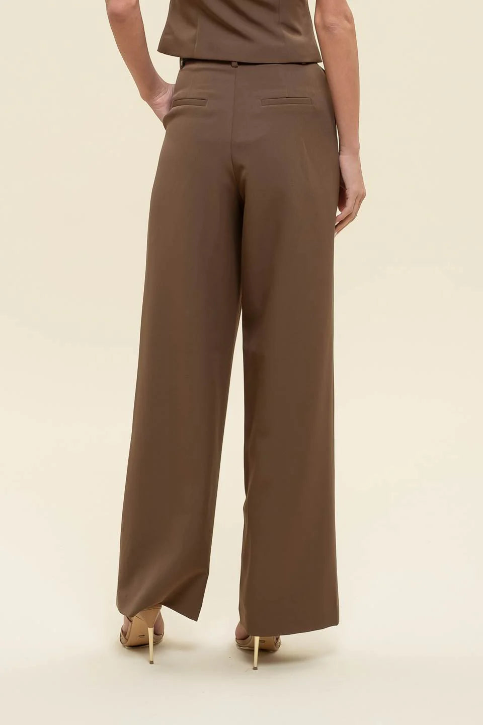 Mocha Pleated Trouser Pants