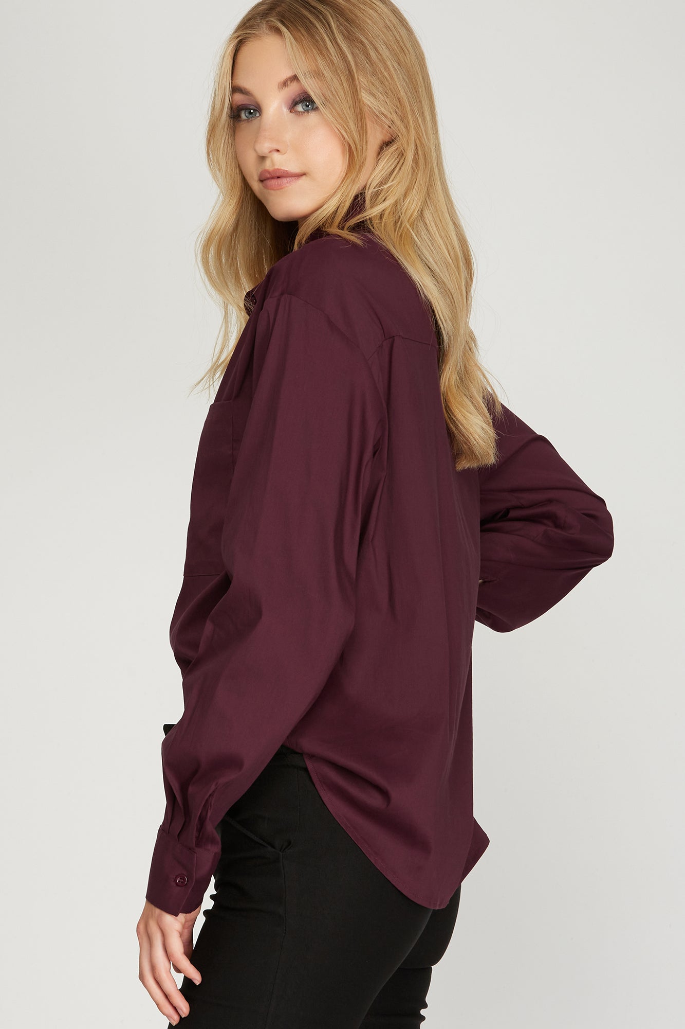 Burgundy Button Down Shirt