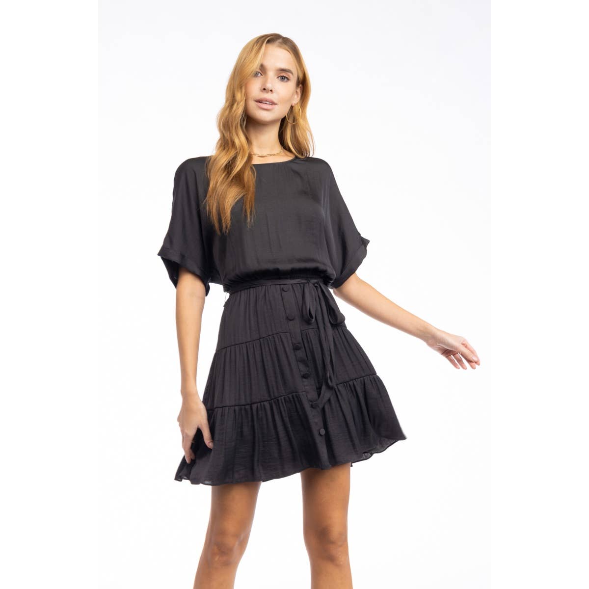 Short Sleeve Tiered Mini Dress