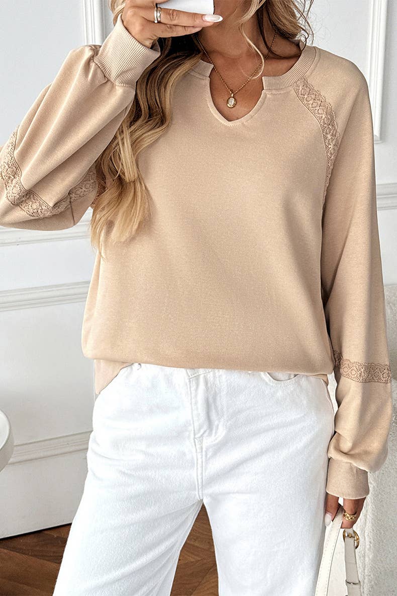 Lace Trim Elevated Sweatshirt