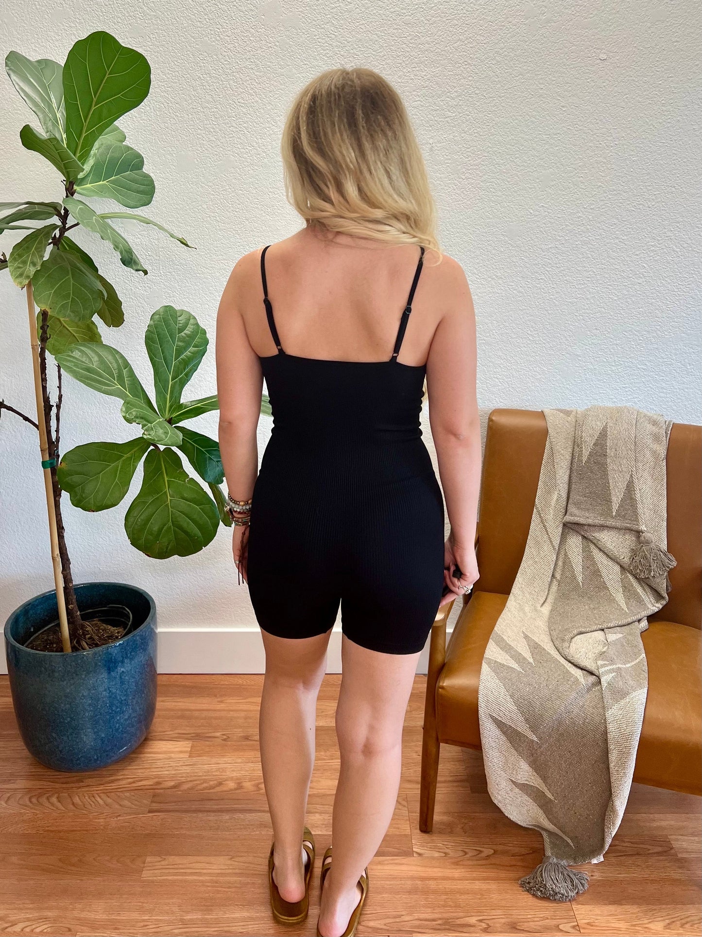 Black V-Neck Cami Romper