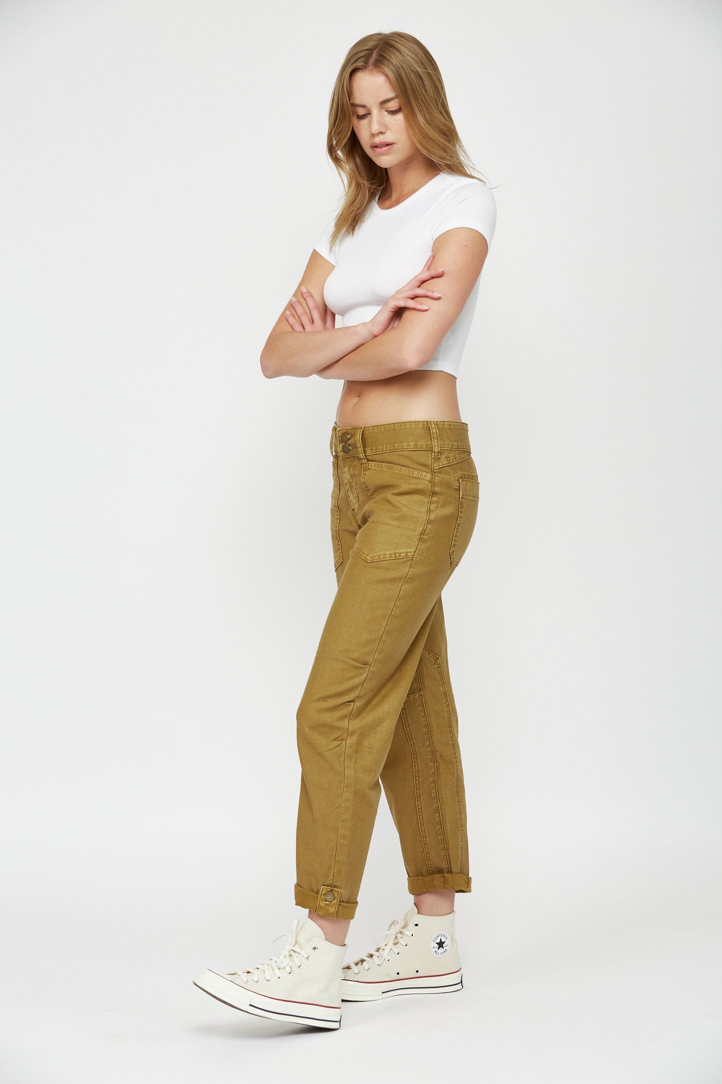 Mustard boy crop denim