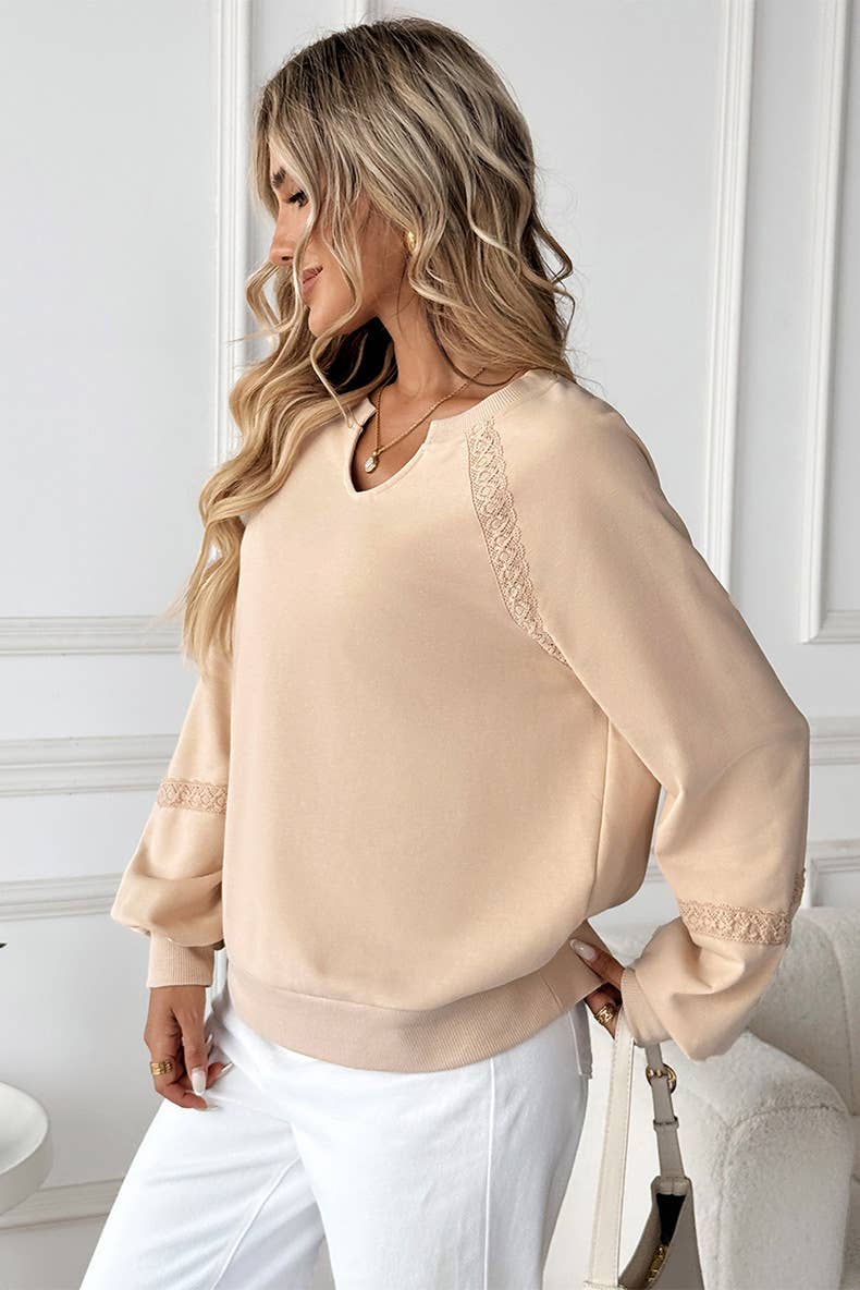Lace Trim Elevated Sweatshirt