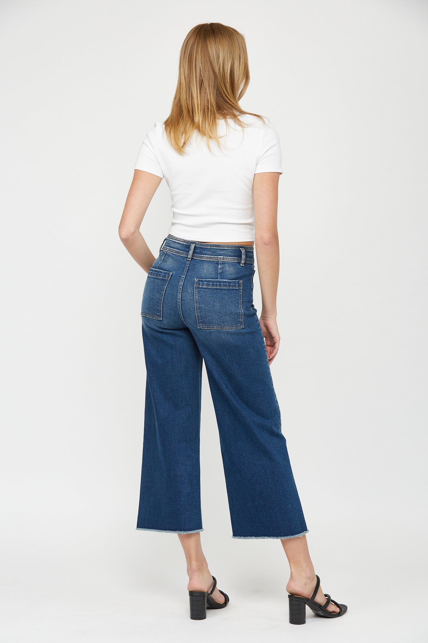 High rise wide leg crop denim