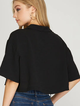 Short Sleeve Cropped Button Down