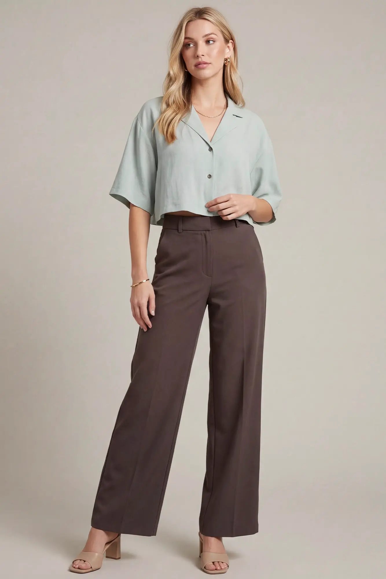 Short Sleeve Cropped Button Down