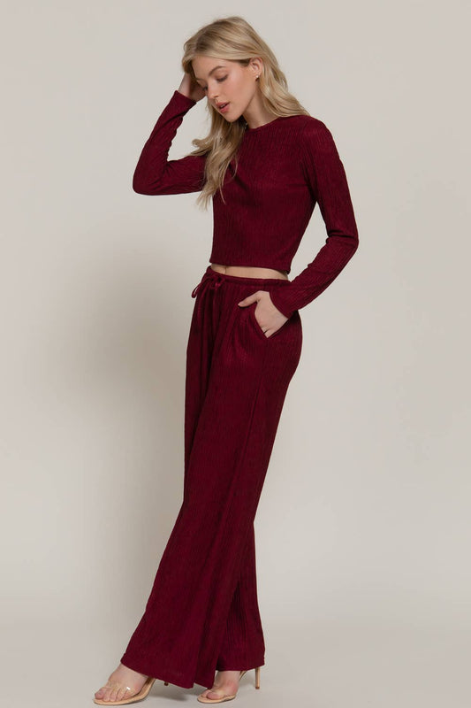 Wine Long Sleeve Top & Pants Set
