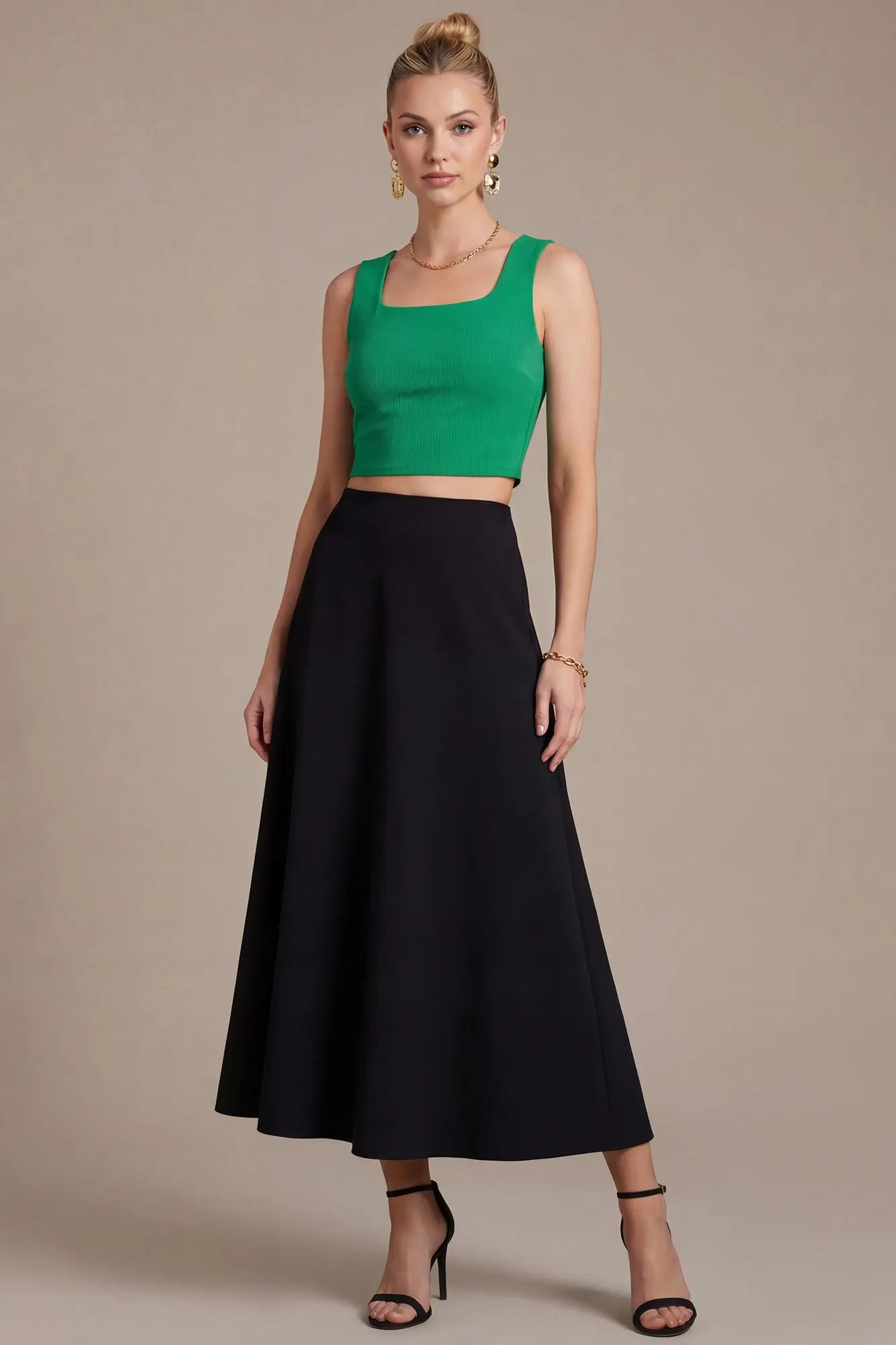 Sleeveless Square Neck Kelly Green Top