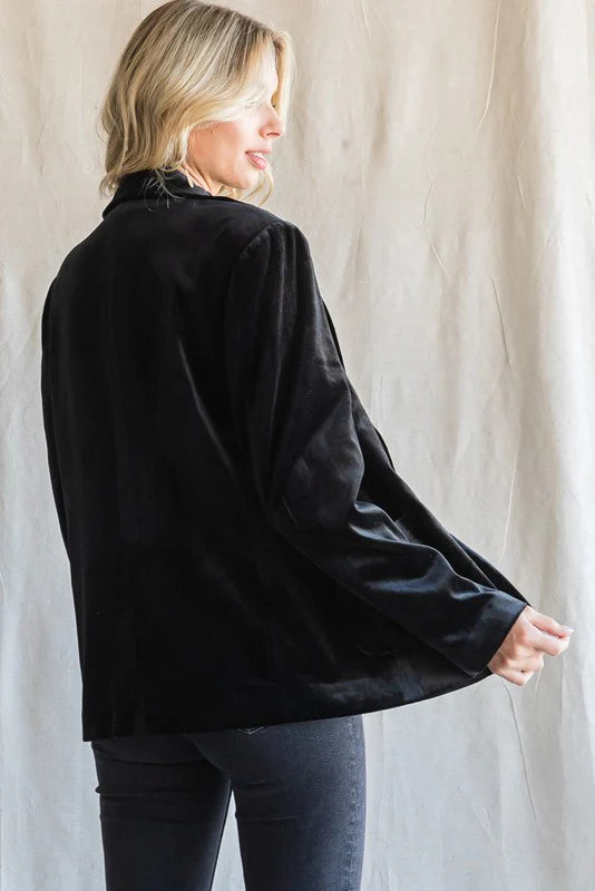 Black Crushed Velvet Blazer