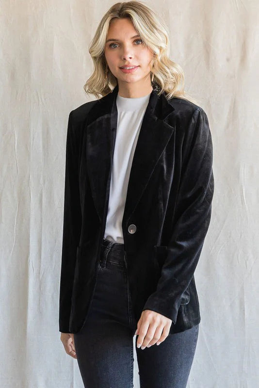 Black Crushed Velvet Blazer