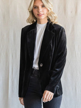 Black Crushed Velvet Blazer