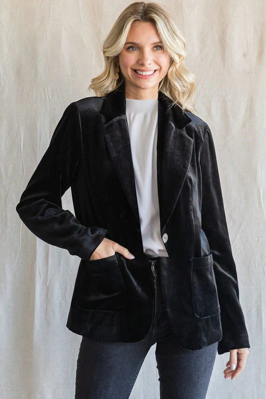 Black Crushed Velvet Blazer