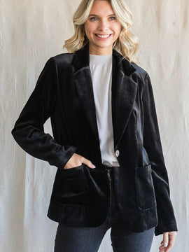 Black Crushed Velvet Blazer