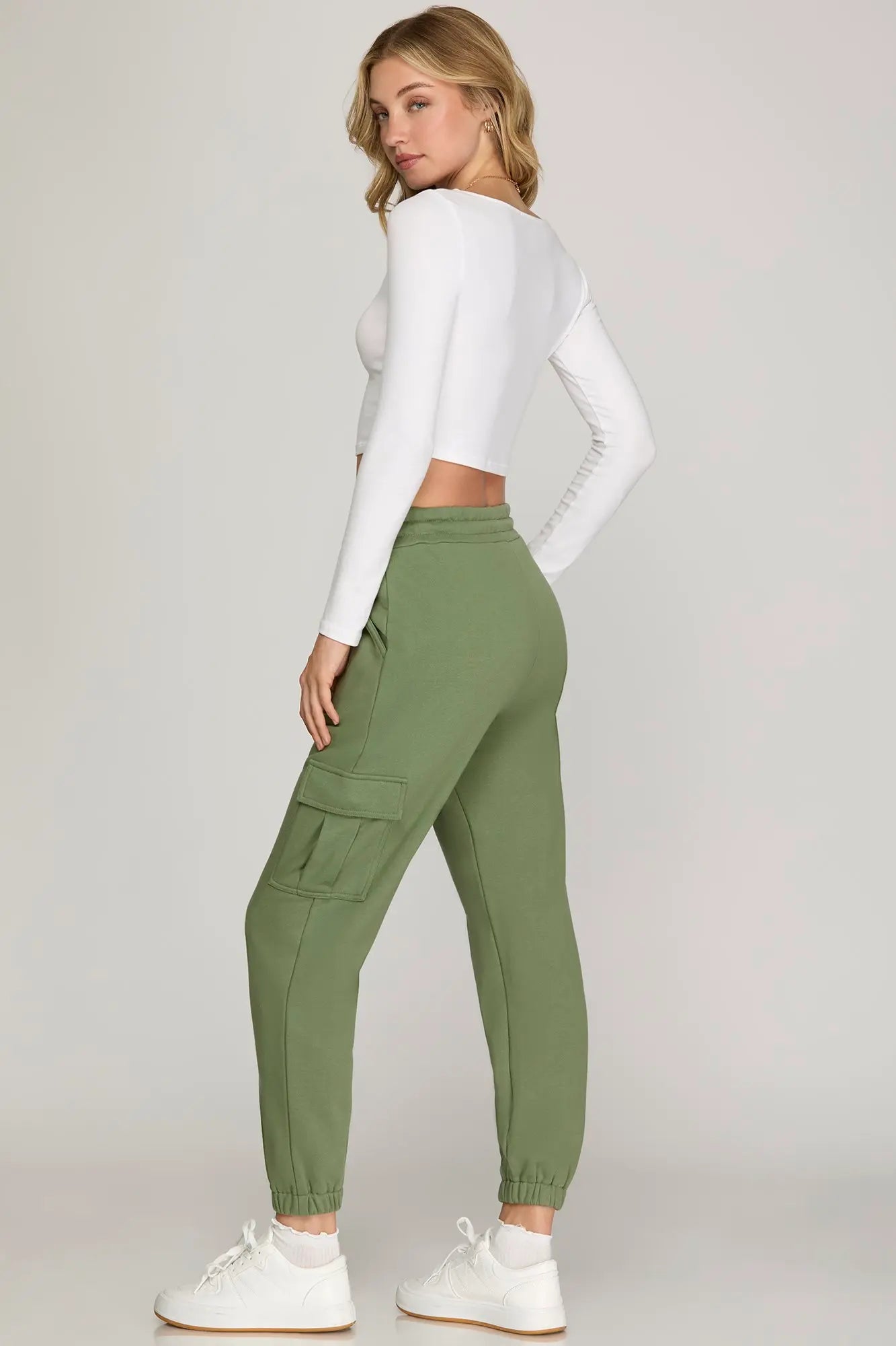 Olive French Terry Cargo Joggers