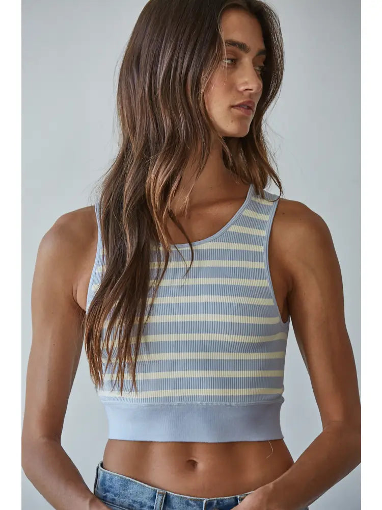 Seamless Ribbed Striped Racerback Brami