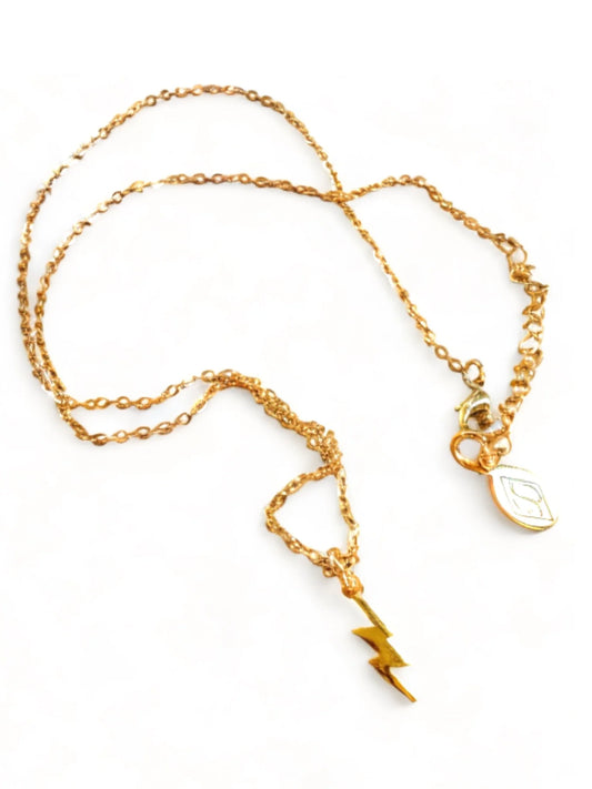 Gold Lightening Bolt Charm Necklace